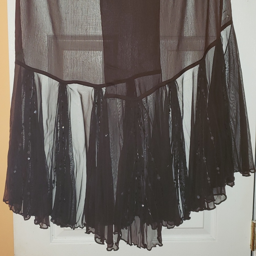 Brown Evening Sheer Shawl with Adornments